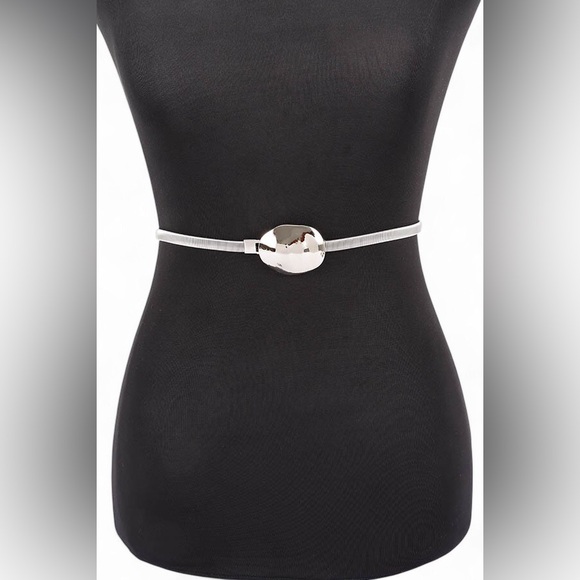 Metallic Oval Metal Waist Statement Belt (Gold or Silver) - Picture 1 of 6